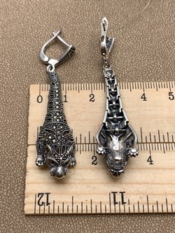 *Серьги Кошки Микс Гранат Марказит арт. С 1130-006 вес 15,27 г - фото 294228 *Серьги Кошки Микс Гранат Марказит арт. С 1130-006 вес 15,27 г - фото 294228
