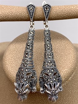 *Серьги Кошки Микс Гранат Марказит арт. С 1130-006 вес 15,27 г - фото 294231 *Серьги Кошки Микс Гранат Марказит арт. С 1130-006 вес 15,27 г - фото 294231