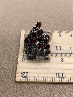 *Кольцо р.20 Виноградная Гроздь Микс Марказит Гранат Пироп арт. HR665-481 вес 11,02 г - фото 294260