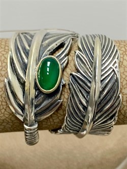 *Кольцо р.18 Зеленый Агат арт. 1310391600-60-617 Вес 8,56 г - фото 294273