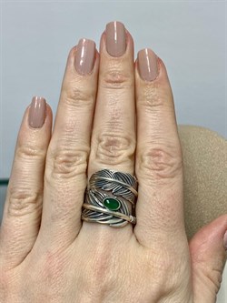 *Кольцо р.18 Зеленый Агат арт. 1310391600-60-617 Вес 8,56 г - фото 294274