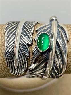 *Кольцо р.18 Зеленый Агат арт. 1310391600-60-387 Вес 8,18 г - фото 294295