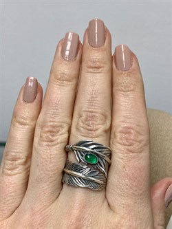 *Кольцо р.18 Зеленый Агат арт. 1310391600-60-387 Вес 8,18 г - фото 294296