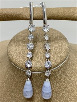 *Серьги Агат Сапфирин арт. 2340391512-84-800 Вес 7,96 г - фото 294385