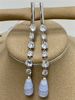 *Серьги Агат Сапфирин арт. 2340391512-84-800 Вес 7,96 г - фото 294386