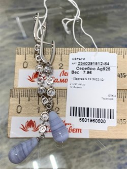 *Серьги Агат Сапфирин арт. 2340391512-84-800 Вес 7,96 г - фото 294387