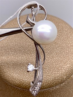 *Брошь Ветвь Белый Жемчуг д.10,5*11мм арт. 4.0215.8.b-722 Вес 3,97 г - фото 294435 *Брошь Ветвь Белый Жемчуг д.10,5*11мм арт. 4.0215.8.b-722 Вес 3,97 г - фото 294435