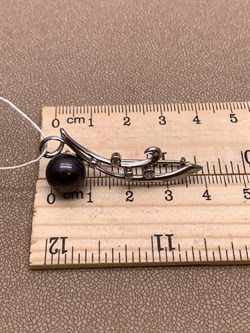 *Брошь Ветвь Черный Жемчуг д.10*10,5мм арт. 4.0206.0.b-103 Вес 3,87 г - фото 294455