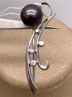 *Брошь Ветвь Черный Жемчуг д.10*10,5мм арт. 4.0206.0.b-103 Вес 3,87 г - фото 294459