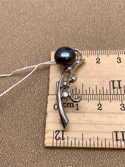 *Брошь Ветвь Черный Жемчуг д.10*10,5мм арт. 4.0206.0.b-088 Вес 3,75 г - фото 294464 *Брошь Ветвь Черный Жемчуг д.10*10,5мм арт. 4.0206.0.b-088 Вес 3,75 г - фото 294464