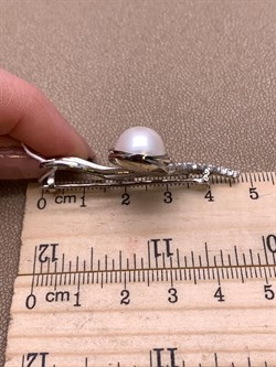 *Брошь Белый Жемчуг д.11*11,5мм арт. 4.0235.0.b-434 Вес 6,36 г - фото 294486 *Брошь Белый Жемчуг д.11*11,5мм арт. 4.0235.0.b-434 Вес 6,36 г - фото 294486