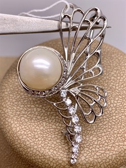 *Брошь Белый Жемчуг д.11*11,5мм  арт. 4.0235.0.b-427 Вес 6,63 г - фото 294496 *Брошь Белый Жемчуг д.11*11,5мм  арт. 4.0235.0.b-427 Вес 6,63 г - фото 294496