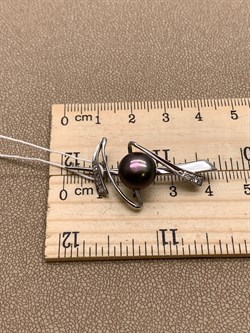 *Брошь Черный Жемчуг д.10*10,5мм арт. 4.0201.8.b-895 Вес 3,53 г - фото 294515