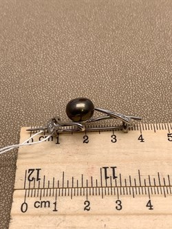 *Брошь Черный Жемчуг д.10*10,5мм арт. 4.0201.8.b-895 Вес 3,53 г - фото 294517