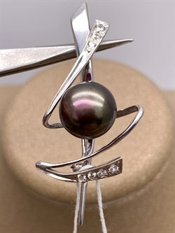 *Брошь Черный Жемчуг д.10*10,5мм арт. 4.0201.8.b-895 Вес 3,53 г - фото 294519