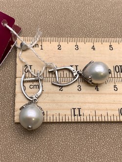 *Серьги Белый Жемчуг Барокко д.11*13мм арт. 2.5450.1.x-044 Вес 7,62 г - фото 294526