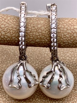 *Серьги Белый Жемчуг Барокко д.11*13мм арт. 2.5450.1.x-044 Вес 7,62 г - фото 294529