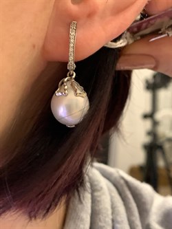 *Серьги Белый Жемчуг Барокко д.11*13мм арт. 2.5450.1.x-044 Вес 7,62 г - фото 294531