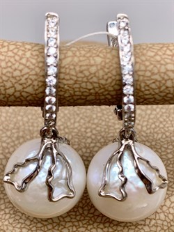 *Серьги Белый Жемчуг Барокко д.12*14мм арт. 2.5450.1.x-431 Вес 8,64 г - фото 294535 *Серьги Белый Жемчуг Барокко д.12*14мм арт. 2.5450.1.x-431 Вес 8,64 г - фото 294535