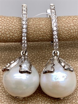 *Серьги Белый Жемчуг Барокко д.12*14мм арт. 2.5450.1.x-431 Вес 8,64 г - фото 294536 *Серьги Белый Жемчуг Барокко д.12*14мм арт. 2.5450.1.x-431 Вес 8,64 г - фото 294536