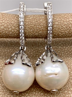 *Серьги Белый Жемчуг Барокко д.12*14мм арт. 2.5450.1.x-582 Вес 8,12 г - фото 294542 *Серьги Белый Жемчуг Барокко д.12*14мм арт. 2.5450.1.x-582 Вес 8,12 г - фото 294542