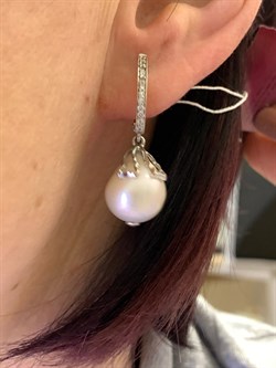 *Серьги Белый Жемчуг Барокко д.12*14мм арт. 2.5450.1.x-582 Вес 8,12 г - фото 294544 *Серьги Белый Жемчуг Барокко д.12*14мм арт. 2.5450.1.x-582 Вес 8,12 г - фото 294544