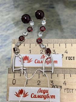 *Серьги Гранат Фианит арт. 2340821511-383 Вес 7,26 г - фото 294659 *Серьги Гранат Фианит арт. 2340821511-383 Вес 7,26 г - фото 294659