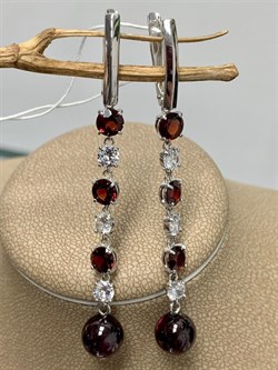 *Серьги Гранат Фианит арт. 2340821511-383 Вес 7,26 г - фото 294661