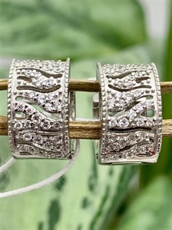 *Серьги Конго Белый Фианит арт. 320701F562-584 Вес 5,29 г - фото 294806