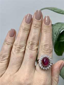 *Кольцо р.17 Звездчатый Корунд Рубин синт арт. 1340940251-3-795 Вес 4,68 г - фото 294899