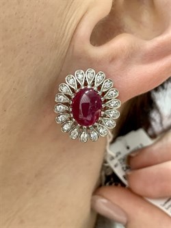 *Серьги Звездчатый Корунд Рубин синт арт. 2340940251-3-794 Вес 7,72 г - фото 294911