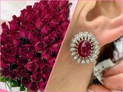 *Серьги Звездчатый Корунд Рубин синт арт. 2340940251-3-794 Вес 7,72 г - фото 294915