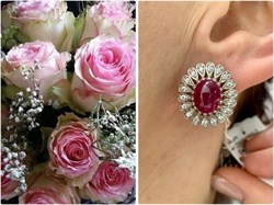 *Серьги Звездчатый Корунд Рубин синт арт. 2340940251-3-794 Вес 7,72 г - фото 294916