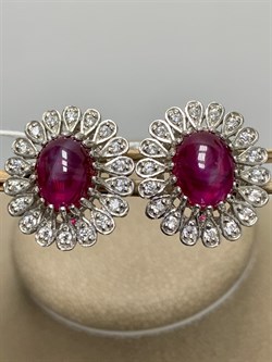 *Серьги Звездчатый Корунд Рубин синт арт. 2340940251-3-794 Вес 7,72 г - фото 294917