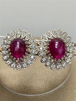 *Серьги Звездчатый Корунд Рубин синт арт. 2340940251-3-794 Вес 7,72 г - фото 294918