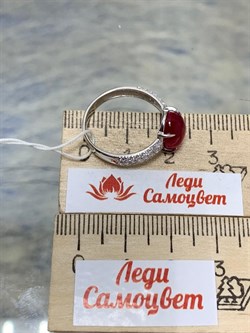 *Кольцо р.17,5 Звездчатый Корунд Рубин синт арт. 1340940373л-3-326 Вес 2,72 г - фото 294937