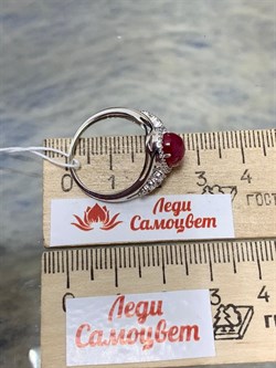 *Кольцо р.18 Звездчатый Корунд Рубин синт арт. 1340940182л-3-126 Вес 3,19 г - фото 294945