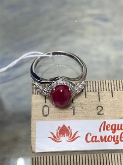 *Кольцо р.18 Звездчатый Корунд Рубин синт арт. 1340940182л-3-126 Вес 3,19 г - фото 294946