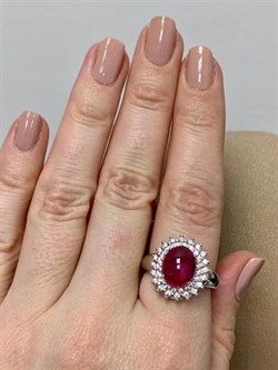 *Кольцо р.18,5 Звездчатый Корунд Рубин синт арт. 1340940150л-3-246 Вес 6,82 г - фото 294981