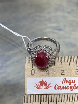 *Кольцо р.18,5 Звездчатый Корунд Рубин синт арт. 1340940150л-3-246 Вес 6,82 г - фото 294985