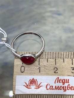 *Кольцо р.18,5 Звездчатый Корунд Рубин синт арт. 1340940375л-3-532 Вес 1,45 г - фото 295005