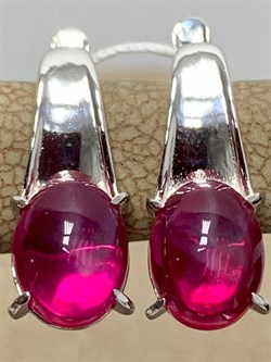*Серьги Звездчатый Корунд Рубин синт арт. 2340940370-3-749 Вес 3,50 г - фото 295009