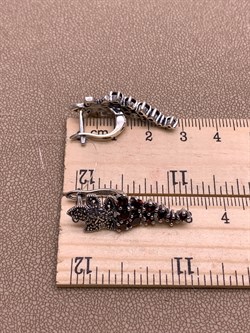 *Серьги Виноградная Гроздь Микс Марказит Гранат Пироп арт. HE697-447 вес 7,67 г - фото 295789