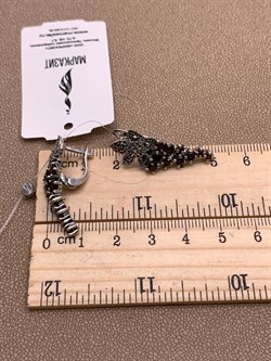 *Серьги Виноградная Гроздь Микс Марказит Гранат Пироп арт. HE697-447 вес 7,67 г - фото 295790