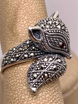 *Кольцо р.19 Лисичка Гранат Марказит арт. HR781-064 вес 10,06 г - фото 295816