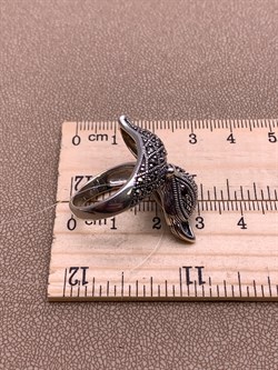 *Кольцо р.18 Лисичка Гранат Марказит арт. HR781-040 вес 10,27 г - фото 295822