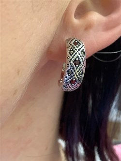 *Серьги Микс Марказит Гранат Пироп арт. HE1291-395 вес 10,64 г - фото 295875 *Серьги Микс Марказит Гранат Пироп арт. HE1291-395 вес 10,64 г - фото 295875