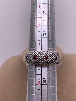 *Кольцо р.18 Микс Марказит Гранат Пироп арт. HR658-504 вес 7,52 г - фото 295890