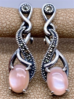 *Серьги Микс Марказит Розовый Перламутр арт. HE1381-819 вес 5,59 г - фото 296060 *Серьги Микс Марказит Розовый Перламутр арт. HE1381-819 вес 5,59 г - фото 296060