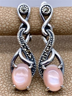 *Серьги Микс Марказит Розовый Перламутр арт. HE1381-819 вес 5,59 г - фото 296062 *Серьги Микс Марказит Розовый Перламутр арт. HE1381-819 вес 5,59 г - фото 296062